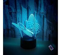 YTDZLTD Illusion Optique 3D Papillon Nuit Lampe 16 Couleurs Changeantes Puissance USB Télécommande Contact Switch Lampe Décorative LED Lampe de Table Anniversaire Noël Cadeau Enfants Jouets