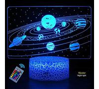 YTDZLTD Illusion Optique 3D Planète Étoile Nuit Lampe 16 Couleurs Changeantes Puissance USB Télécommande Lampe Décorative LED Lampe de Table Anniversaire Noël Cadeau Enfants Jouets