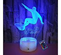 YTDZLTD Illusion Optique 3D Surf Nuit Lampe 16 Couleurs Changeantes Puissance USB Télécommande Contact Switch Lampe Décorative LED Lampe de Table Anniversaire Noël Cadeau Enfants Jouets