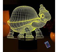 YTDZLTD Illusion Optique 3D Tortue Nuit Lampe 16 Couleurs Changeantes Puissance USB Télécommande Contact Switch Lampe Décorative LED Lampe de Table Anniversaire Noël Cadeau Enfants Jouets