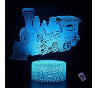 YTDZLTD Illusion Optique 3D Train Nuit Lampe 16 Couleurs Changeantes Puissance USB Télécommande Contact Switch Décorative LED Lampe de Table Anniversaire Noël Cadeau Enfants Jouets