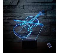 YTDZLTD Illusion Optique 3D Violon Nuit Lampe 16 Couleurs Changeantes Puissance USB Télécommande Contact Switch Lampe Décorative LED Lampe de Table Anniversaire Noël Cadeau Enfants Jouets