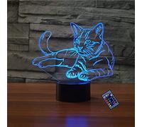 YTDZLTD Lampe 16 Couleurs Changeantes LED Illusion Optique 3D Chat Nuit Télécommande et Smart Touch Dimmable 4 Modes d'Éclairage USB et Batteries Cadeau Enfants Jouets