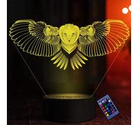 YTDZLTD Lampe 3D Chouette 16 Couleurs Changeantes Télécommande Contact Switch LED Lampe de Table Anniversaire Noël Cadeau Enfants Jouets