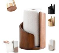 YTDZR Porte-Rouleau de Papier essuie-Tout de comptoir Mountain avec Base Ronde en Bois de manguier et Support en Fer, Compatible avec Les Rouleaux Jumbo et méga, déchirure Facile d'une Seule Main(C)