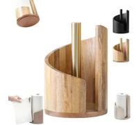 YTDZR Porte-Rouleau de Papier essuie-Tout de comptoir Mountain avec Base Ronde en Bois de manguier et Support en Fer, Compatible avec Les Rouleaux Jumbo et méga, déchirure Facile d'une Seule Main(A)