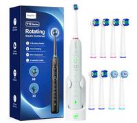 YTEATH PRO Brosse À Dent Électrique Rotatives pour Gencive Sensible - Brosses À Dents Adultes avec 3 Intensités 5 Modes, 8 Têtes, Étanche IPX7, Brosse A Dent Electrique de Voyage, Vert Menthe