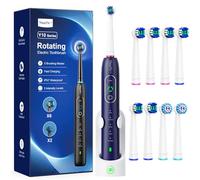 YTEATH PRO Brosse À Dent Électrique Rotatives pour Homme - Brosses À Dents Rotatives Adultes avec 3 Intensités 5 Modes, 8 Têtes, Étanche IPX7, Brosse A Dent Electrique de Voyage, Bleu Foncé
