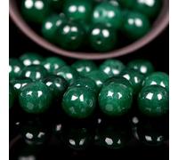 YTETDE Perles Rondes en Pierre de Jade et émeraudes Vertes pour la Fabrication de Bijoux 4/6/8/10/12 mm, pour Bracelets et Colliers, 8 mm, 44 à 45 pièces