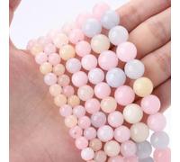 YTETDE Perles Rondes en Pierre de Lave, Turquoise, Jade, œil de Tigre, 4, 6, 8, 10, 12 mm, pour la Fabrication de Bijoux, de Bracelets, de travaux d'aiguille, morganite, 6 mm, Environ 61 Perles