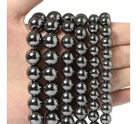 YTETDE Perles Rondes en Pierre de Lave, Turquoise, Jade, œil de Tigre, 4, 6, 8, 10, 12 mm, pour la Fabrication de Bijoux, de Bracelets, de travaux d'aiguille, hématite, Environ 4 mm, 91 Perles