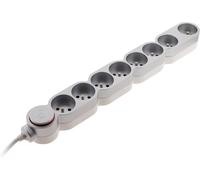 Ytfhg-Bloc Home 8 Prises 16a 2p+T Avec Interrupteur Et Fiche Parafoudre - Silver - Câble Ho5vv-F 3g1 1,5m