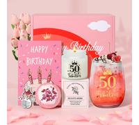 Ytfhg-Cadeau D'anniversaire Pour Femme, Cadeau D'anniversaire Pour Elle, Verre À Vin Personnalisé Pour 50e Anniversaire, Coffret Cadeau Pour Maman, S?ur, Meilleures Amies
