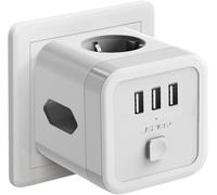 Ytfhg-Cube Multiprise Usb Murale,6 En 1 Prise Usb Secteur Multiple Bloc Multiprise 3 Prises(1 Sortie Ac,2 Prise Euro) Avec 3 Ports Usb Chargeur(2.4a) Parafoudre Et Surtension Avec Interrupteur-Blanc