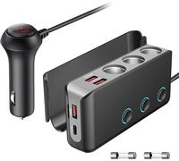 Ytfhg-Distributeur Allume-Cigare Qc 3.0 140w 12v/24v,3 Dc Prise Splitter Interrupteur Puissance Adaptateur Chargeur Voiture,4 Ports Usb Distributeur Voiture Pour Smartphone, Tablette, Gps, Navi
