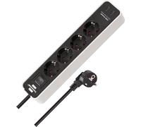 Ytfhg-Ecolor Multiprise 4 Prises Avec Prise De Charge Usb (Multiprise Avec 2 Ports Usb C, Interrupteur Et Câble De 1,5 M) Blanc/Noir