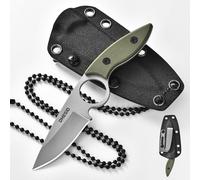 Ytfhg-Omesio Couteau De Cou ¿ Avec Clip Kydex Fourreau Et Collier Boule À Accrocher ¿ Couteau Edc ¿ En Acier 5cr13mov G10 Solide Poignée Compacte Petite Lame Fixe Convient Pour Le Camping Et La Rando