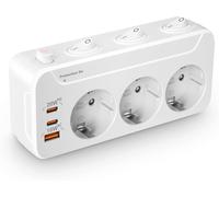 YTFHG-Prise Multiple avec Interrupteur Individuel,Multiprise Parafoudre 3 Prises Frontales avec Terre,Triplite Prise Rotative Verticale Horizontal,Adaptateur Electrique Prise Murale,Sécurité Enfant,B