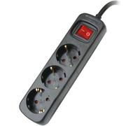 Ytfhg-Silver Electronics - Base Électrique 3 Prises 1,5 M Noir Interrupteur