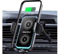 Ytfhg-Support De Chargeur Voiture Sans Fil, Charge Rapide 15w Avec Serrage Automatique, Rotation 360° & Lumières Rgb, Compatible Avec Iphone 16/15/14/13/12 Pro Max, Galaxy S25/S24/S23 Ultra, Etc