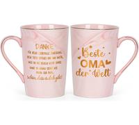 Ytfhg-Tasse À Café Pour Grand-Mère - Cadeau D'anniversaire - Tasse Avec Inscription En Allemand « Beste Oma Der Welt » - Cadeau D'anniversaire - Impression Recto-Verso - 400 Ml - Rose