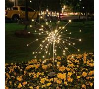 YTFSKFUI Feux d'artifice solaires à 90 LED, 8 modes d'éclairage, décorations de jardin, étanches, pour allée, paysage, pelouse, blanc chaud