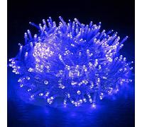 YTFSKFUI Guirlande lumineuse de Noël 13 m 100 LED en fil de cuivre, 8 modes, lumières LED bleues de Noël, lumières de Noël étanches pour chambre à coucher, mariage, fête de jardin