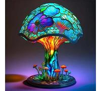 YTFSKFUI Lampe de table en forme de champignon coloré - Veilleuse en résine - Lampe de chevet décorative vintage - Lampe en forme de champignon USB - Décoration d'intérieur pour bureau, chambre à