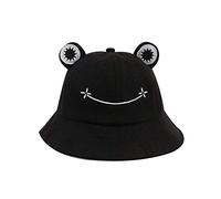 YTFU Bob grenouille pour adulte, chapeau de soleil en coton pour femme, Bébé garçon, 542Y1119UOD5, Noir 56-58 cm., 6 7/8-7 1/8