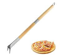 YTGER Fourchette tournante Cuisson - Essoreuses à Pizza avec Manche en Bois Amovible | Pelle à Pizza en Aluminium, spatule pour Four, Gril, Pizza