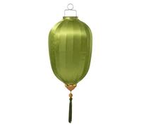 YTGHBIML Lanterne Chinoise à Pompon, Lanterne Ovale en Soie, Lanterne Japonaise Suspendue, lanternes d'hiver en Forme de Melon, lanternes Chinoises Portables en Papier(Bright Green,14 inch)