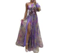 YTGHBIML S, m, l, XL Robe Maxi Unique Femmes Sexy à Manches Longues épaules dénudées Maille 3D Fleurs Robes Moulantes Mode Robe Longue