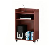 YTGHBIML Support de pupitre Roulant Mobile avec 2 étagères de Rangement, chaire de présentation, Podium Professionnel Ergonomique avec roulettes(Brown)