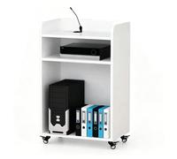 YTGHBIML Support de pupitre Roulant Mobile avec 2 étagères de Rangement, chaire de présentation, Podium Professionnel Ergonomique avec roulettes(Wit)