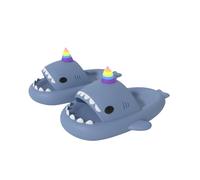 YTHSPNZE Gardons De Nuages De Requin, Mignonnes Pantoufles De Requin Dessin Animées De Ganters Extérieurs Intérieurs Pour Femmes Hommes ， Couple De Douche À Bout Ouvert Sandale-Bleu de licorne-38-39