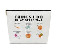Ythuil Trousse de maquillage cadeau au crochet, sac à cosmétiques, cadeaux au crochet pour les amateurs de crochet, tricoteurs, sac à cosmétiques pour femme, Things I Do In My Spare Time