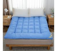 YTIAMO Matelas De Futon Au Sol Japonais Pleine Grandeur, Tissu Brossé épaissi, Portable Pliable, Noyau Matelassé, Bretelles Anti-Glissement, Hiver Chaud pour Le Dortoir(Size:100x200cm,Color:Bleu)