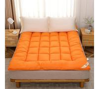 YTIAMO Matelas De Futon Au Sol Japonais Pleine Grandeur, Tissu Brossé épaissi, Portable Pliable, Noyau Matelassé, Bretelles Anti-Glissement, Hiver Chaud pour Le Dortoir(Size:150x200cm,Color:Orange)