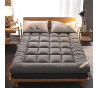 YTIAMO Matelas De Futon Au Sol Japonais Pleine Grandeur, Tissu Brossé épaissi, Portable Pliable, Noyau Matelassé, Bretelles Anti-Glissement, Hiver Chaud pour Le Dortoir(Size:120x200cm,Color:Gris)