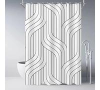 YTITILUCK Creative Géométrique Rideaux De Douche Noir Gris Simple Ligne Graphique Imprimer Polyester Tissu Décor À La Maison Rideau De Bain 160x160cm Carré-Douche-Rideau