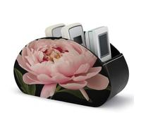 YTLKGFP Boîte de rangement pour télécommande en cuir synthétique avec 5 compartiments - Pivoine imprimée pivoine - Organiseur de bureau pour manettes et cosmétiques - Fournitures de bureau