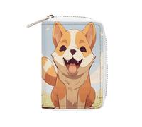 YTLKGFP Étui de rangement en cuir avec fermeture éclair pour homme et femme, motif chien Shiba Inu, 16 x 11,4 cm, contemporain, Chien Shiba Inu de dessin animé, 6.3 x 4.5 inch, Contemporain