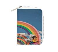 YTLKGFP Étui de rangement en cuir pour cartes de crédit, porte-cartes de crédit, beau monde arc-en-ciel, porte-cartes avec fermeture éclair, pour homme et femme, 16 x 11,4 cm, contemporain,