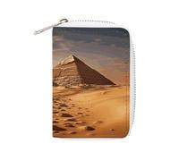 YTLKGFP Étui de rangement en cuir pour cartes de crédit, pyramide désert africain, porte-cartes imprimé avec fermeture éclair, pour homme et femme, 16 x 11,4 cm, contemporain, Pyramide Afrique Désert,