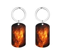 YTLKGFP Porte-clés personnalisé en métal avec flamme rugissante imprimée pour clés, sac à dos, poignées et plus encore, flamme rugissante, 5,1 x 2,8 cm, Flamme rugissante, 2 * 1.1 inches