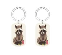 YTLKGFP Porte-clés personnalisé en métal imprimé raton laveur pour clés, sac à dos, tractions et plus encore, raton laveur, 5,1 x 2,8 cm, Raton-laveur, 2 * 1.1 inches