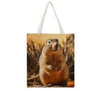 YTLKGFP Sac fourre-tout en toile avec imprimé marmotte dessinée à la main, sacs à main Big Martin, sacs à main en toile décontractés, sac de travail à bandoulière 38,1 x 40,9 cm, marmotte dessinée à