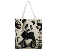 YTLKGFP Sac fourre-tout en toile avec imprimé panda ludique, sac à main Big Martin, sac fourre-tout en toile, sac à main décontracté, sac de travail 38,1 x 40,9 cm, panda ludique, 38,1 x 40,9 cm,