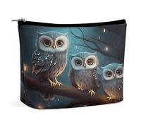 YTLKGFP Trousse de maquillage en cuir synthétique avec fermeture éclair - Étanche - Grande capacité - Motif hibou sur l'arbre