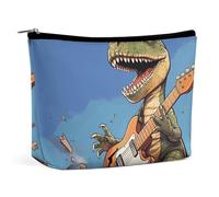 YTLKGFP Trousse de maquillage en cuir synthétique avec fermeture éclair - Étanche - Grande capacité - Motif guitare dinosaure